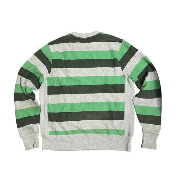 Champion Mens Vintage Striped Green Black Gray Sweatshirt Size 2XL - Picture 3 of 9